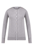 Peraluna Mila Cardigan Bisiklet Yaka Basic Pamuklu Kadın Triko Hırka - Gri Melanj