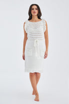 Peraluna-Miyoki Dress %100 Pamuk Diz Hizası Yazlık Kadın Triko Elbise-Elbise-14-Milagron.com