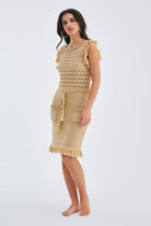 Peraluna-Miyoki Dress %100 Pamuk Diz Hizası Yazlık Kadın Triko Elbise-Elbise-20-Milagron.com