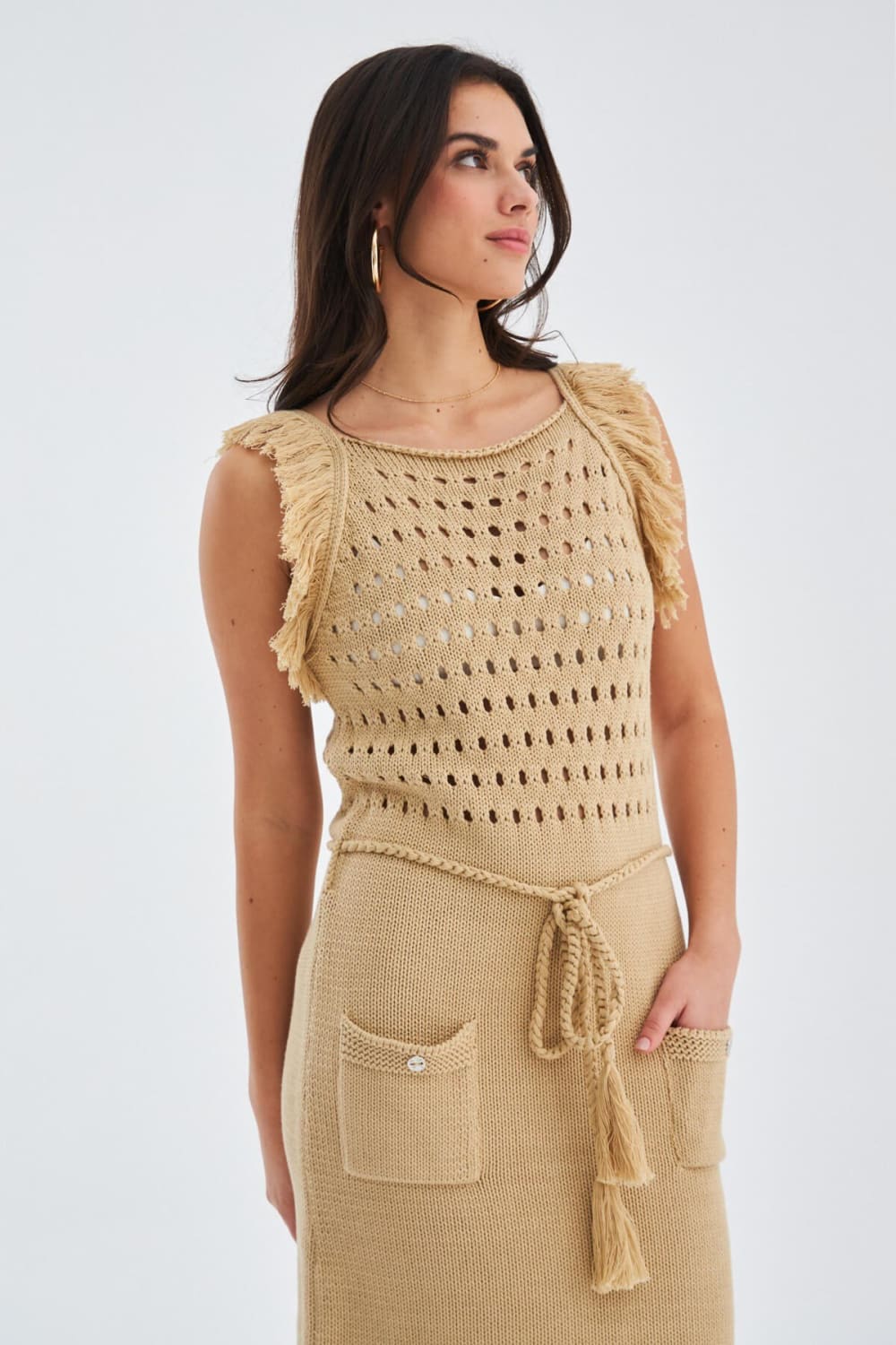 Peraluna-Miyoki Dress %100 Pamuk Diz Hizası Yazlık Kadın Triko Elbise-Elbise-22-Milagron.com