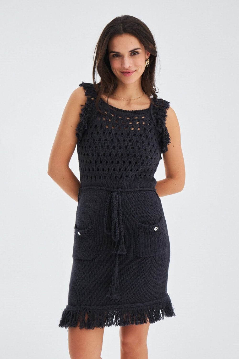 Peraluna-Miyoki Dress %100 Pamuk Diz Hizası Yazlık Kadın Triko Elbise-Elbise-3-Milagron.com