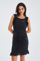 Peraluna-Miyoki Dress %100 Pamuk Diz Hizası Yazlık Kadın Triko Elbise-Elbise-3-Milagron.com