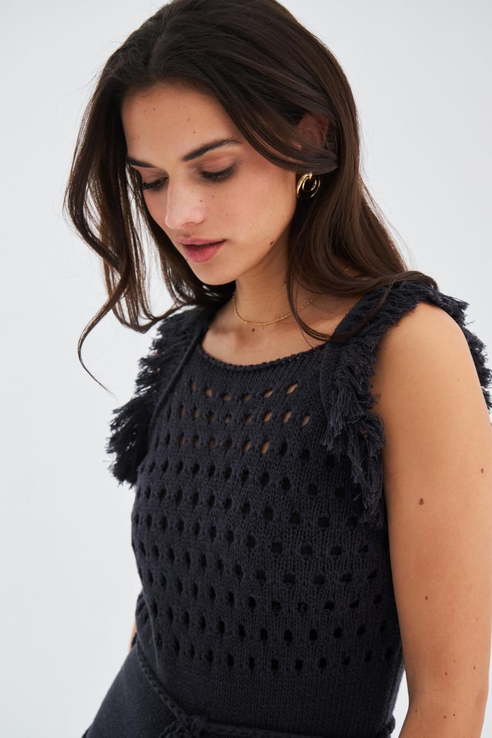 Peraluna-Miyoki Dress %100 Pamuk Diz Hizası Yazlık Kadın Triko Elbise-Elbise-4-Milagron.com