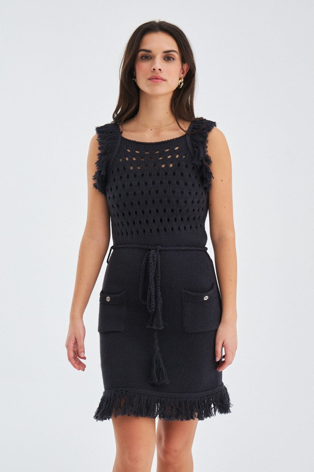 Peraluna-Miyoki Dress %100 Pamuk Diz Hizası Yazlık Kadın Triko Elbise-Elbise-7-Milagron.com