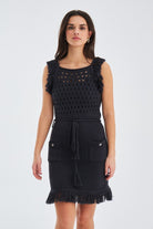 Peraluna-Miyoki Dress %100 Pamuk Diz Hizası Yazlık Kadın Triko Elbise-Elbise-7-Milagron.com