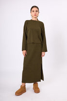 Peraluna-Molly Omuzu Düğmeli Kadın Triko Kazak Kahve Melanj-Kazak & Triko-13-Milagron.com