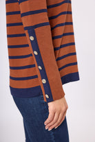 Peraluna-Monroe Çizgili Kadın Triko Kazak Kızıl Kahve-Kazak & Triko-5-Milagron.com