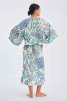 Peraluna-Nila Desenli Bol Kesim Yazlık Mat Dokulu Kadın Bluz Yeşil/Ekru-T-Shirts-3-Milagron.com