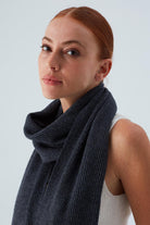 Peraluna Nomi Scarf Selanik Örgü Kaşmir Karışımlı Yumuşak Kadın Triko Atkı - Antrasit