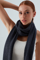 Peraluna Nomi Scarf Selanik Örgü Kaşmir Karışımlı Yumuşak Kadın Triko Atkı - Antrasit