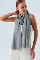 Peraluna Nomi Scarf Selanik Örgü Kaşmir Karışımlı Yumuşak Kadın Triko Atkı - Gri Melanj