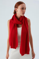 Peraluna Nomi Scarf Selanik Örgü Kaşmir Karışımlı Yumuşak Kadın Triko Atkı - Kırmızı