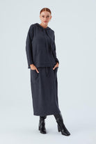 Peraluna-Nora Ski̇rt Rahat Kesim Beli Lastikli Bilek Hizası Cepli Kadın Triko Etek -Etek-15-Milagron.com