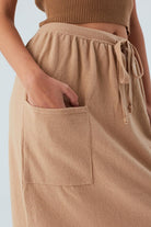 Peraluna-Nora Ski̇rt Rahat Kesim Beli Lastikli Bilek Hizası Cepli Kadın Triko Etek -Etek-3-Milagron.com