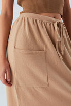 Peraluna-Nora Ski̇rt Rahat Kesim Beli Lastikli Bilek Hizası Cepli Kadın Triko Etek -Etek-5-Milagron.com