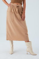 Peraluna-Nora Ski̇rt Rahat Kesim Beli Lastikli Bilek Hizası Cepli Kadın Triko Etek -Etek-6-Milagron.com