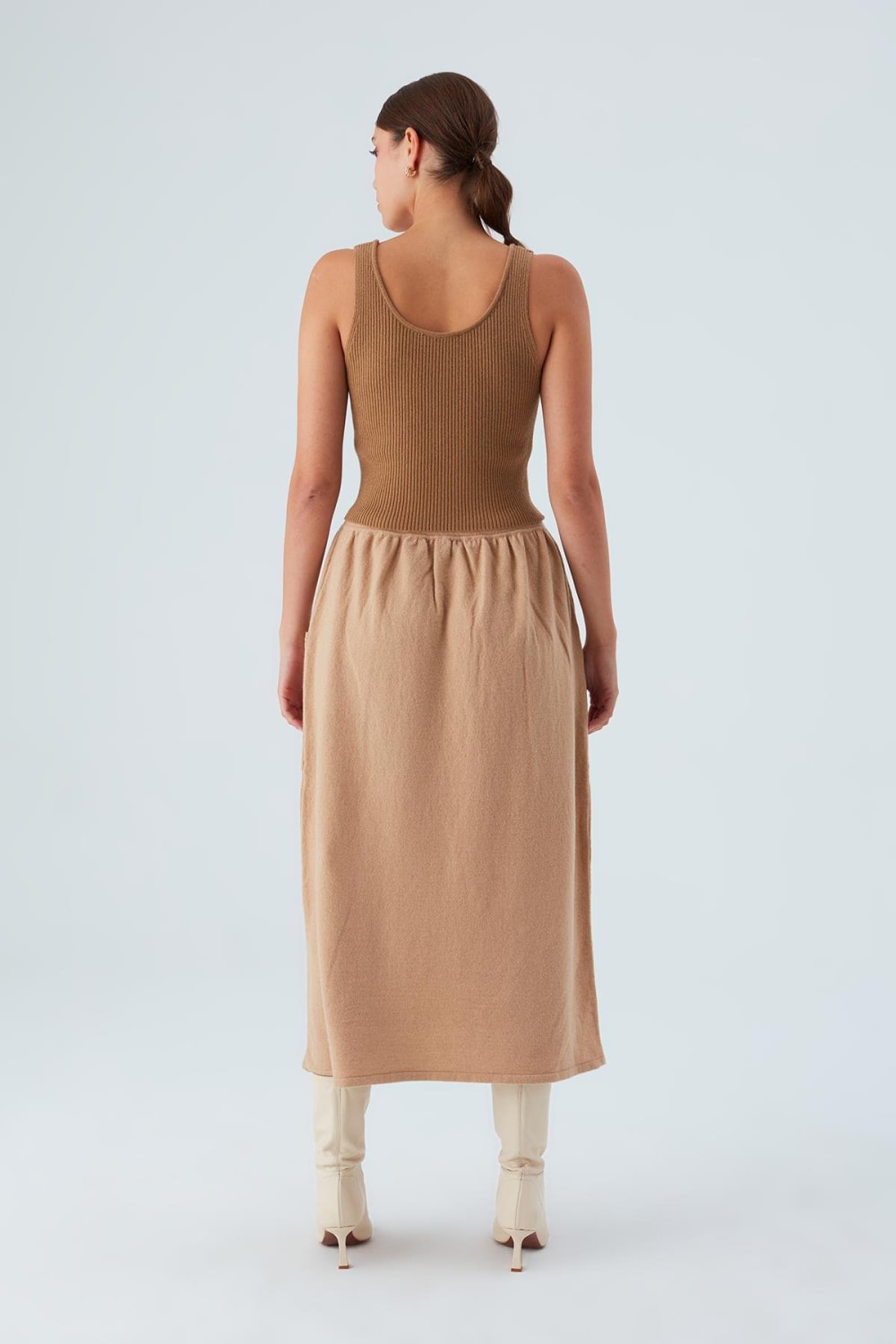 Peraluna-Nora Ski̇rt Rahat Kesim Beli Lastikli Bilek Hizası Cepli Kadın Triko Etek -Etek-7-Milagron.com