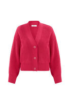 Peraluna Olivia Cardigan Selanik Örgü %100 Pamuk V Yaka Kadın Triko Hırka - Azalea Pink