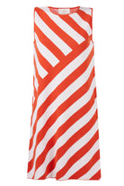 Peraluna-Paula Dress Diagonal Çizgili A Form Kolsuz İnce Kadın Triko Elbise Kırmızı/Beyaz-Elbise-8-Milagron.com