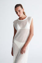 Peraluna-Pearl Dress Ajurlu Bisiklet Yaka Uzun Kadın Triko Elbise-Elbise-1-Milagron.com