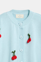 Peraluna Cherry Cardigan Organik Pamuk Kadın Hırka - Açık Mavi