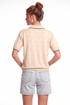 Peraluna Desert Palm Polo, Palmiye Desenli Polo Yaka Triko Tişört - Krem