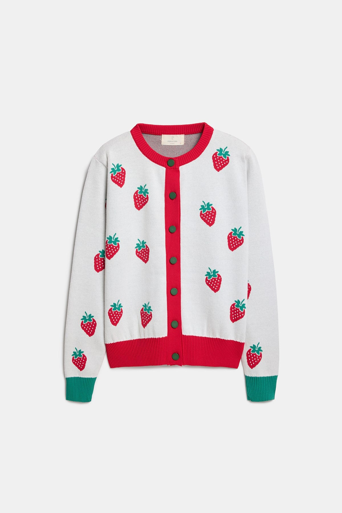Peraluna Strawberry Hırka, Kadın Triko Hırka - Ekru Multi