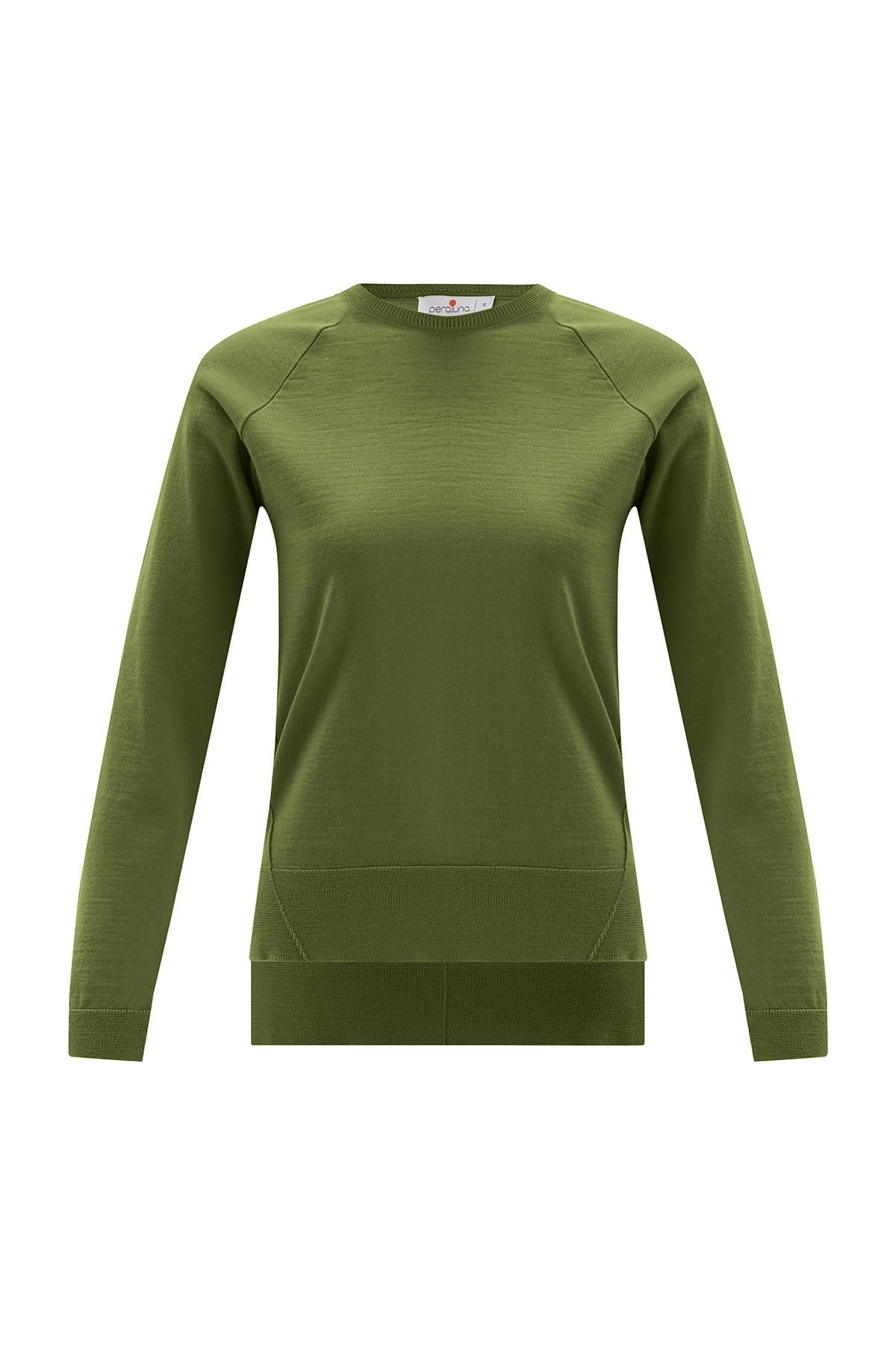 Peraluna Vanessa Pullover Merino Yünlü Yanları Yırtmaçlı Ince Kadın Triko Kazak - Yeşil