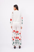 Peraluna-Poppy Cardigan Gelincik Desen Bisiklet Yaka Rahat Kesim Kadın Triko Hırka Ekru-Kazak & Triko-8-Milagron.com