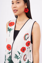 Peraluna-Poppy Earrings El Yapımı Gelincik Küpe Ekru-Küpe-7-Milagron.com