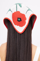 Peraluna Poppy Scarf Gelincik Desen Organik Pamuk Triko Bandana - Ekru