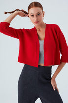 Peraluna-Reglan Kollu Kaşmir Karışım Kısa Kadın Triko Bolero -Kazak & Triko-3-Milagron.com