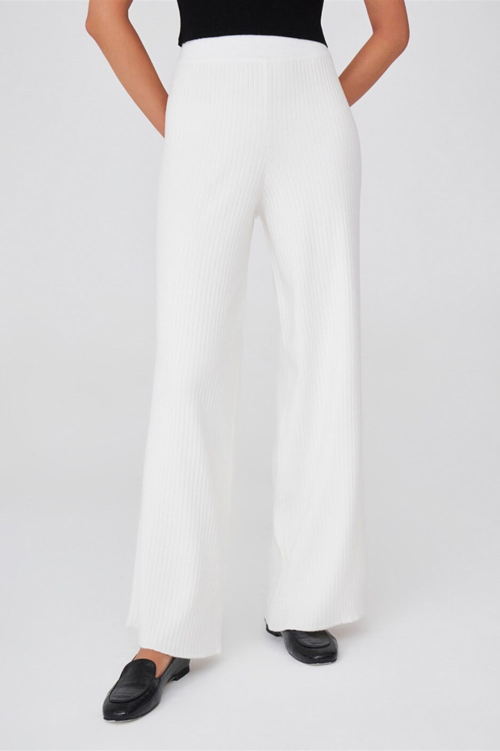 Peraluna-Ribana Örgü Rahat Kesim Boru Paça Triko Pantolon-Pantolon-5-Milagron.com