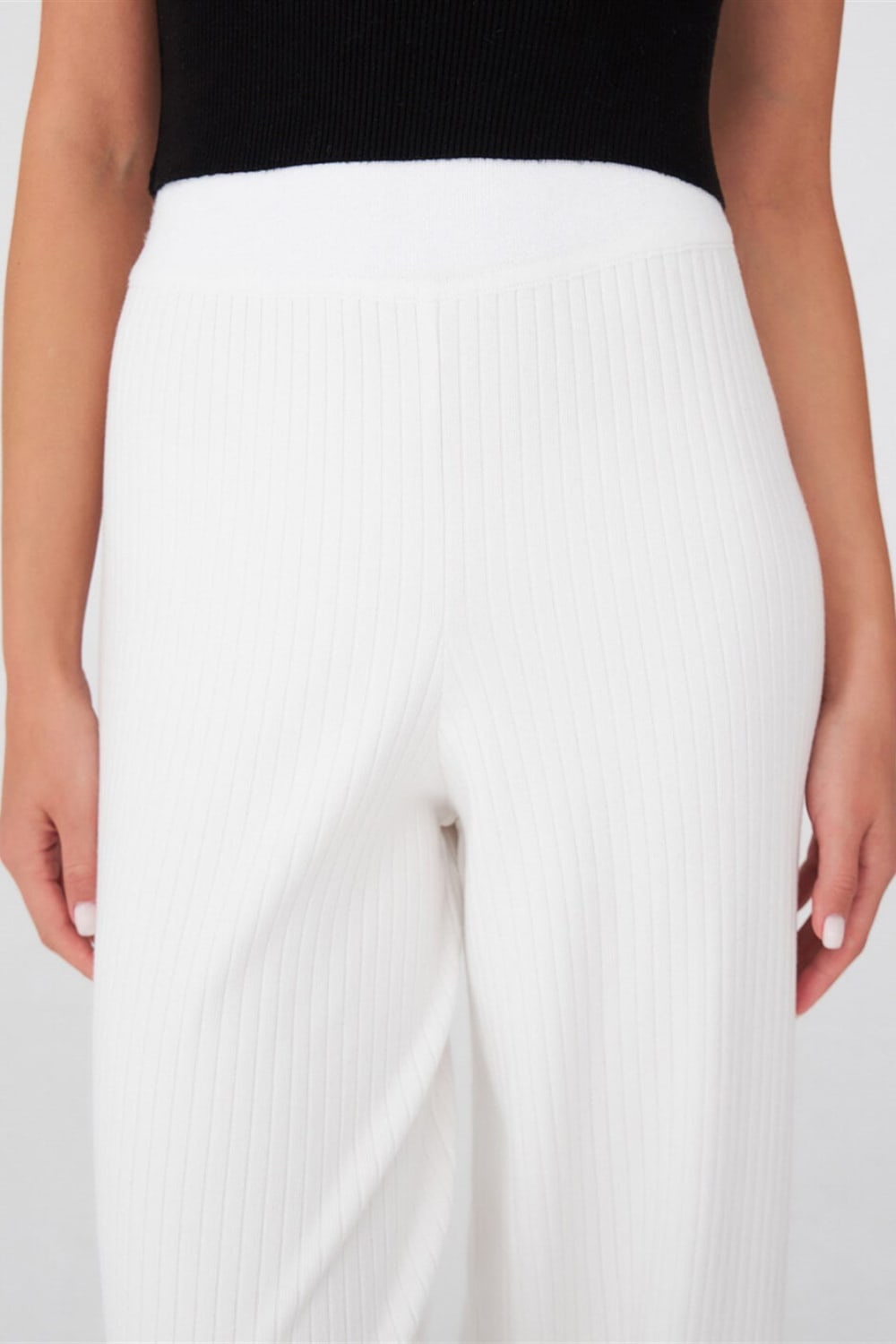 Peraluna-Ribana Örgü Rahat Kesim Boru Paça Triko Pantolon-Pantolon-7-Milagron.com