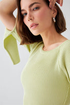 Peraluna-Ribanalı Diz Boyu Abiye Kadın Triko Elbise -Elbise-10-Milagron.com