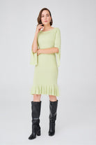 Peraluna-Ribanalı Diz Boyu Abiye Kadın Triko Elbise -Elbise-11-Milagron.com