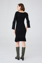 Peraluna-Ribanalı Diz Boyu Abiye Kadın Triko Elbise -Elbise-5-Milagron.com