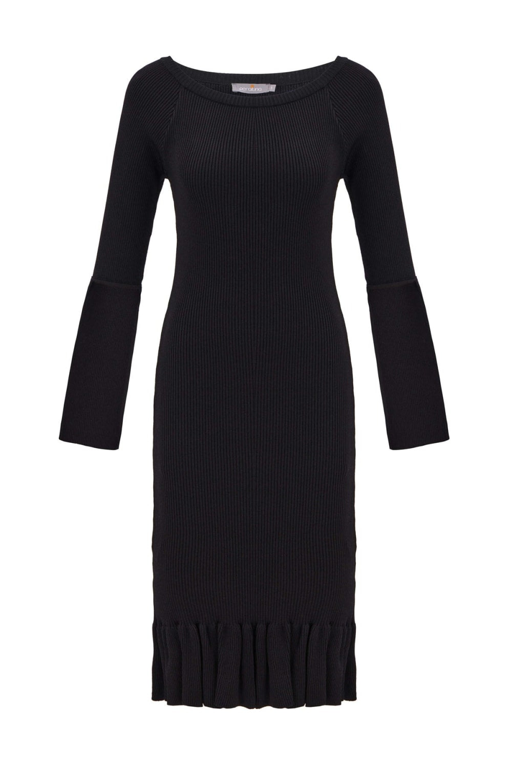 Peraluna-Ribanalı Diz Boyu Abiye Kadın Triko Elbise -Elbise-6-Milagron.com