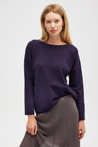 Peraluna-Rio Düz örgü Kadın Triko Kazak Koyu Mor-Kazak-2-Milagron.com
