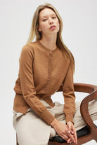 Peraluna-Ripley çelik örgü, Düğmeli Kadın Triko Hırka Camel-Hırka-4-Milagron.com