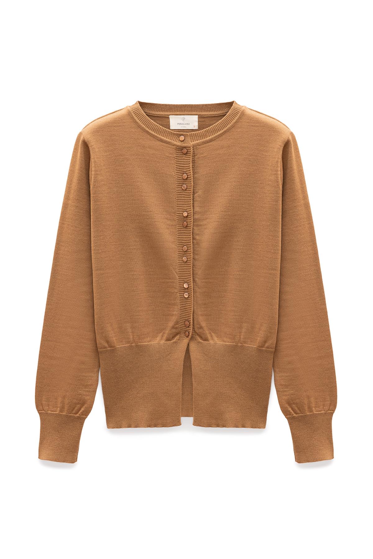 Peraluna-Ripley çelik örgü, Düğmeli Kadın Triko Hırka Camel-Hırka-8-Milagron.com