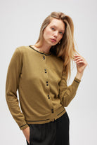 Peraluna-Risa Düz örgü, Kadın Triko Hırka Zeytin Yeşili-Hırka-3-Milagron.com