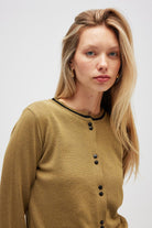 Peraluna-Risa Düz örgü, Kadın Triko Hırka Zeytin Yeşili-Hırka-5-Milagron.com