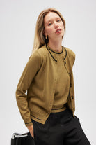 Peraluna-Risa Düz örgü, Kadın Triko Hırka Zeytin Yeşili-Hırka-6-Milagron.com