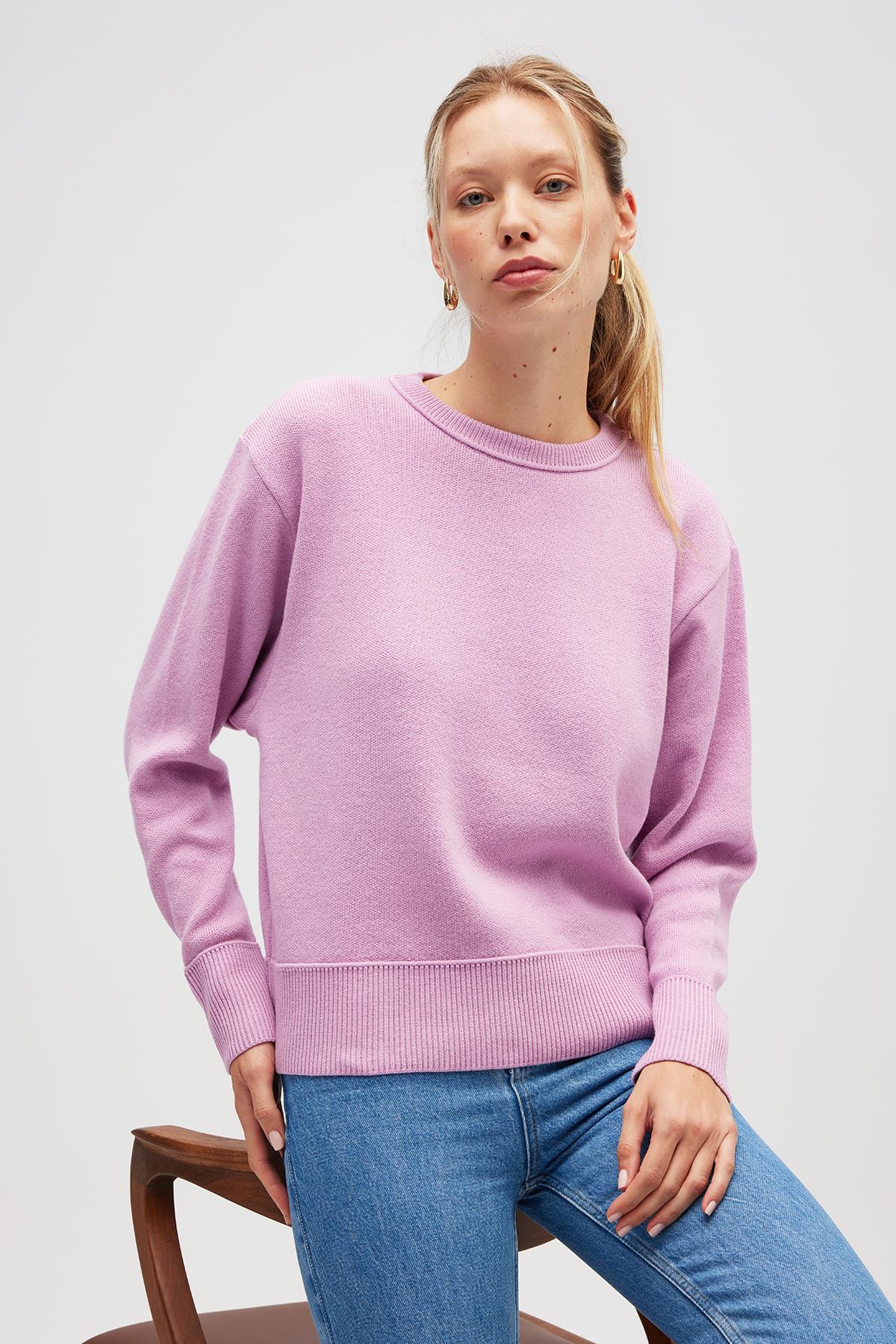 Peraluna-Risu, Düz örgü Kadın Mevsimlik Triko Bisiklet Yaka Kazak Açık Pembe-Kazak-1-Milagron.com