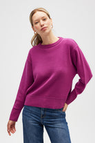 Peraluna-Risu, Düz örgü Kadın Mevsimlik Triko Bisiklet Yaka Kazak Fuşya-Kazak-1-Milagron.com