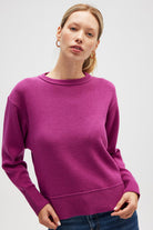 Peraluna-Risu, Düz örgü Kadın Mevsimlik Triko Bisiklet Yaka Kazak Fuşya-Kazak-2-Milagron.com