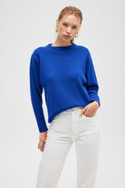 Peraluna-Risu, Düz örgü Kadın Mevsimlik Triko Bisiklet Yaka Kazak Saks Mavi-Kazak-1-Milagron.com