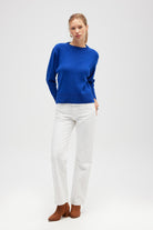 Peraluna-Risu, Düz örgü Kadın Mevsimlik Triko Bisiklet Yaka Kazak Saks Mavi-Kazak-4-Milagron.com