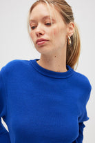 Peraluna-Risu, Düz örgü Kadın Mevsimlik Triko Bisiklet Yaka Kazak Saks Mavi-Kazak-6-Milagron.com